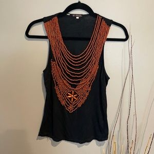 Beaded front tank top size large